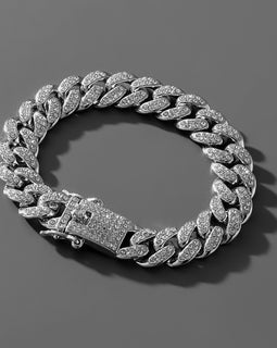 Rhinestone Paved Cuban Link Chain Bracelet