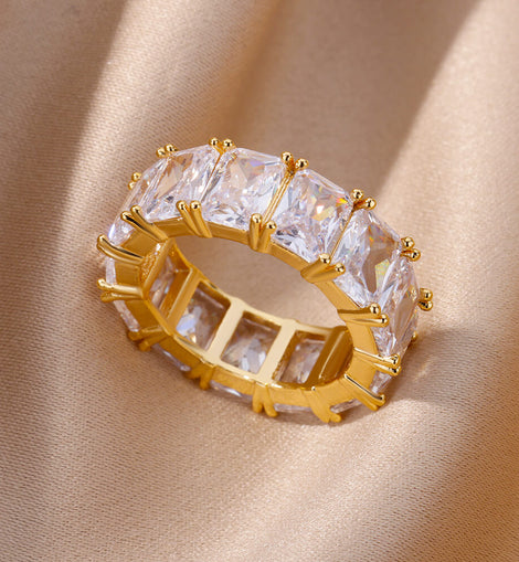 Rectangle Zircon Rings