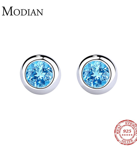 Round Rock Blue Crystal Earrings