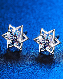 Shinny Hexagram Moissanite Stud Earrings