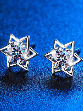 Shinny Hexagram Moissanite Stud Earrings