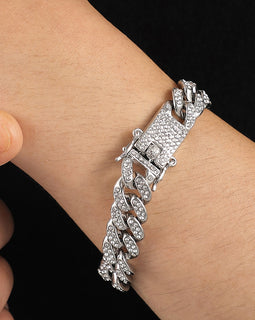 Rhinestone Paved Cuban Link Chain Bracelet