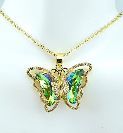 Crystal Glass Butterfly Necklace