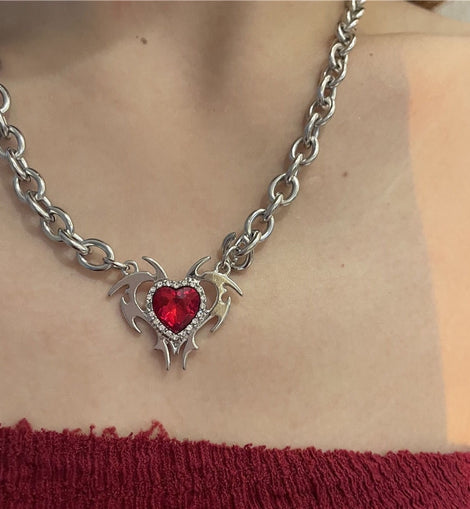 Red Crystal Pendant Necklace